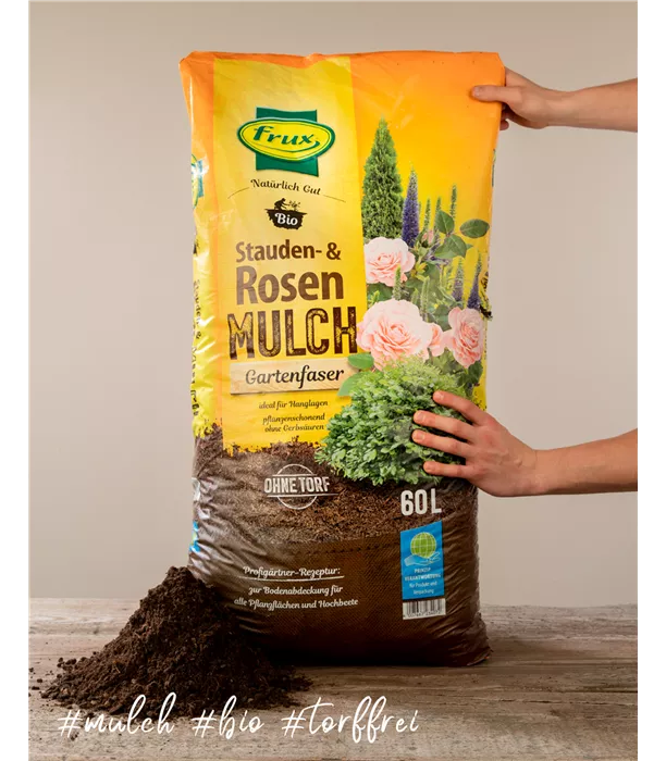 Frux Bio Stauden- & Rosenmulch – Gartenfaser -torffrei- 60l