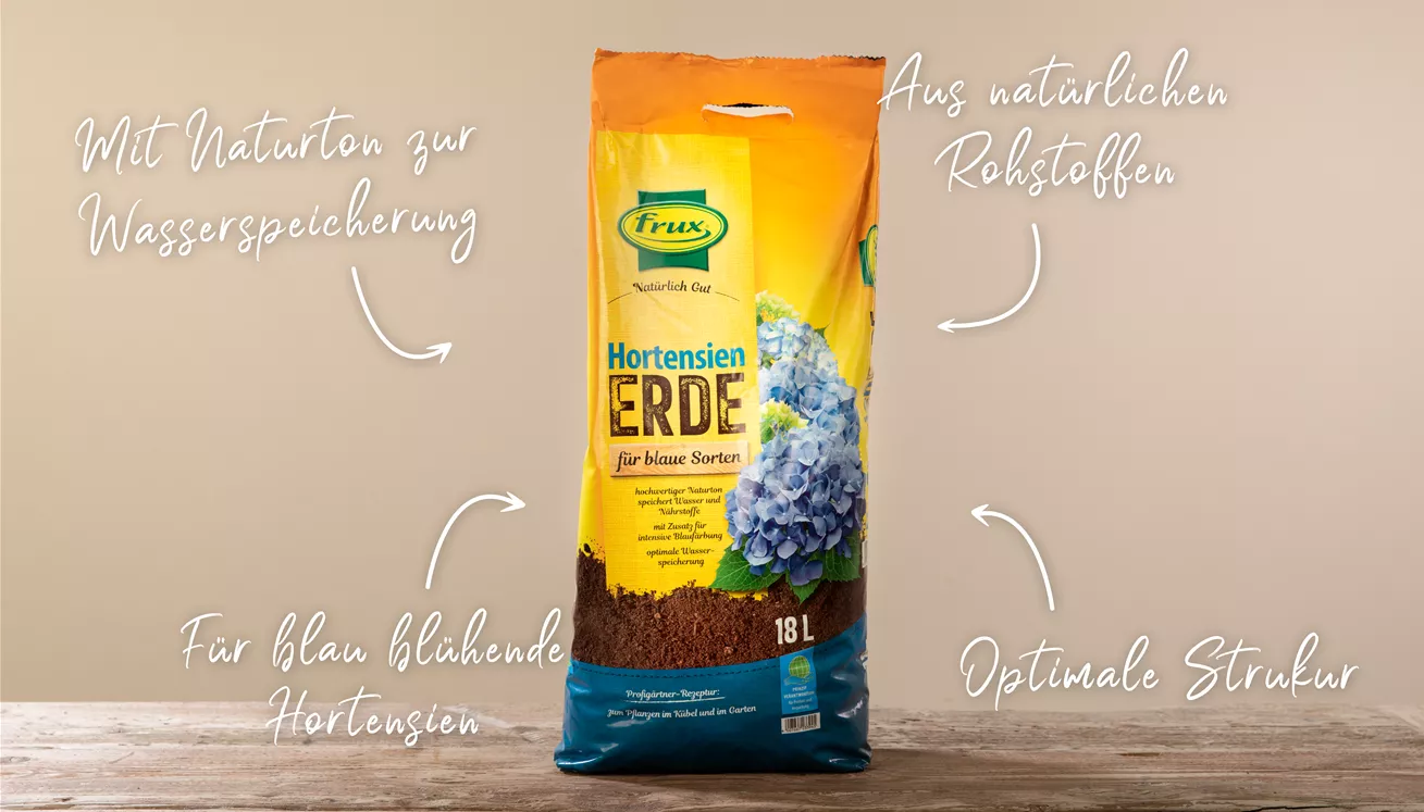 Eigenschaften der Frux Hortensienerde für blaue Sorten Eigenschaften der Frux Hortensienerde für blaue Sorten