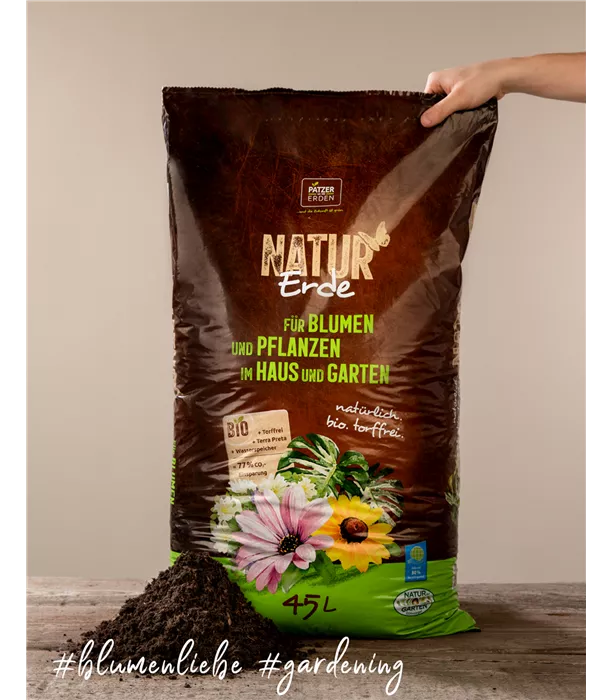 NATUR Erde für Blumen und Pflanzen im Haus und im Garten 45l 