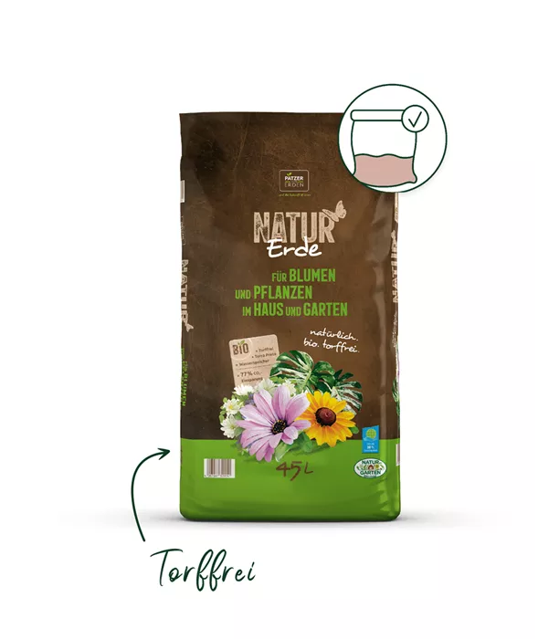 NATUR Erde für Blumen und Pflanzen im Haus und im Garten 45l - Herausragende Eigenschaften 